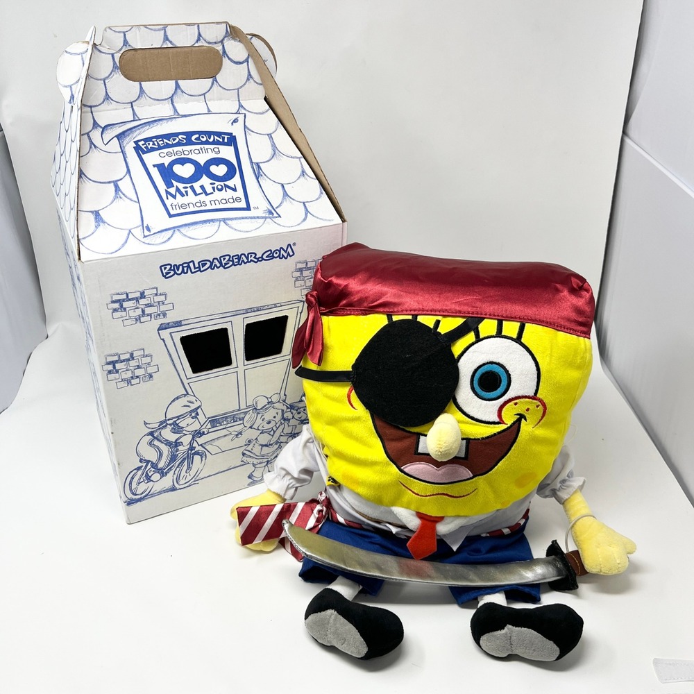 Build-A-Bear SpongeBob SquarePants Pirate Plush Sword and Box Nickelodeon 2013